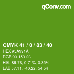 Farbcode: CMYK 41 / 0 / 83 / 40 | qconv.com