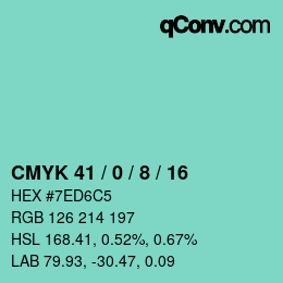 カラーコード: CMYK 41 / 0 / 8 / 16 | qconv.com