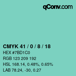 Farbcode: CMYK 41 / 0 / 8 / 18 | qconv.com