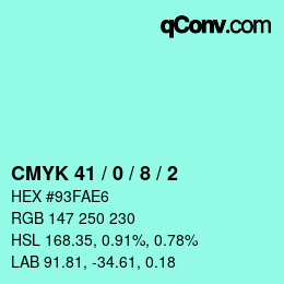 カラーコード: CMYK 41 / 0 / 8 / 2 | qconv.com