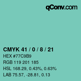 颜色代码: CMYK 41 / 0 / 8 / 21 | qconv.com