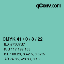 Color code: CMYK 41 / 0 / 8 / 22 | qconv.com