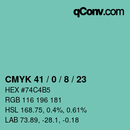 Color code: CMYK 41 / 0 / 8 / 23 | qconv.com