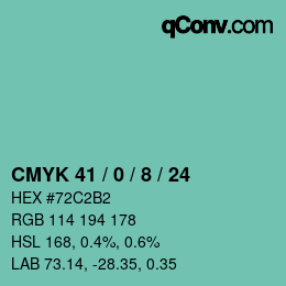 カラーコード: CMYK 41 / 0 / 8 / 24 | qconv.com