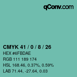 Color code: CMYK 41 / 0 / 8 / 26 | qconv.com