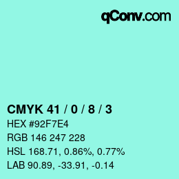 カラーコード: CMYK 41 / 0 / 8 / 3 | qconv.com