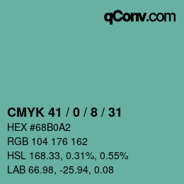 カラーコード: CMYK 41 / 0 / 8 / 31 | qconv.com