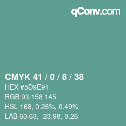 Color code: CMYK 41 / 0 / 8 / 38 | qconv.com