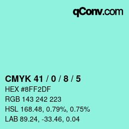 Color code: CMYK 41 / 0 / 8 / 5 | qconv.com
