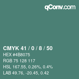 Color code: CMYK 41 / 0 / 8 / 50 | qconv.com