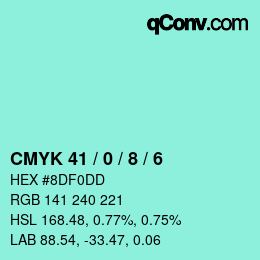 Color code: CMYK 41 / 0 / 8 / 6 | qconv.com