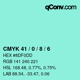 カラーコード: CMYK 41 / 0 / 8 / 6 | qconv.com