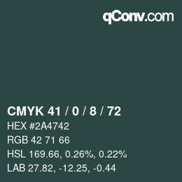 颜色代码: CMYK 41 / 0 / 8 / 72 | qconv.com