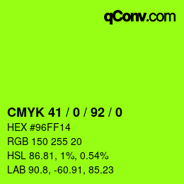 カラーコード: CMYK 41 / 0 / 92 / 0 | qconv.com