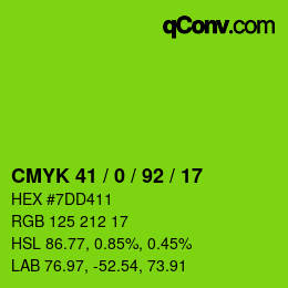 カラーコード: CMYK 41 / 0 / 92 / 17 | qconv.com