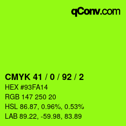 颜色代码: CMYK 41 / 0 / 92 / 2 | qconv.com