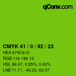 Color code: CMYK 41 / 0 / 92 / 23 | qconv.com