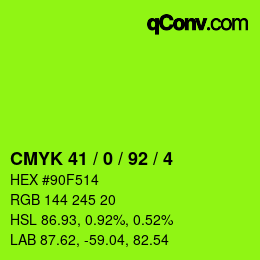 カラーコード: CMYK 41 / 0 / 92 / 4 | qconv.com