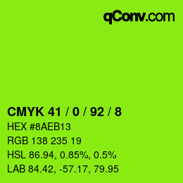 カラーコード: CMYK 41 / 0 / 92 / 8 | qconv.com