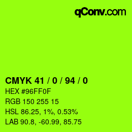 カラーコード: CMYK 41 / 0 / 94 / 0 | qconv.com