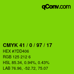 Farbcode: CMYK 41 / 0 / 97 / 17 | qconv.com