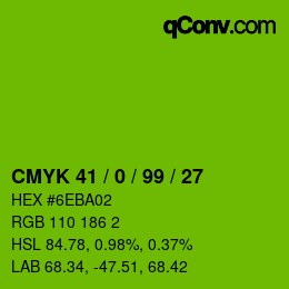 カラーコード: CMYK 41 / 0 / 99 / 27 | qconv.com