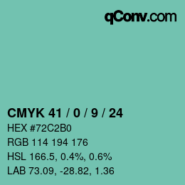 颜色代码: CMYK 41 / 0 / 9 / 24 | qconv.com