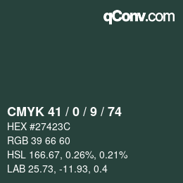 カラーコード: CMYK 41 / 0 / 9 / 74 | qconv.com