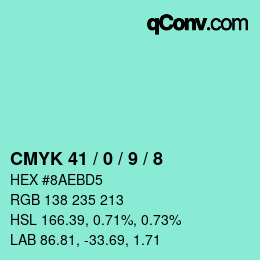 カラーコード: CMYK 41 / 0 / 9 / 8 | qconv.com