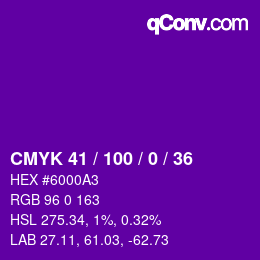 颜色代码: CMYK 41 / 100 / 0 / 36 | qconv.com