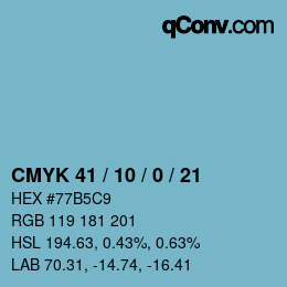 Color code: CMYK 41 / 10 / 0 / 21 | qconv.com