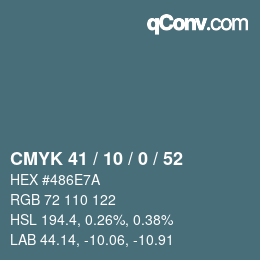 颜色代码: CMYK 41 / 10 / 0 / 52 | qconv.com