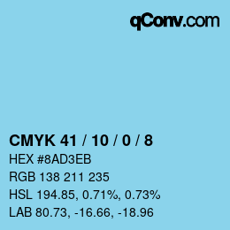 カラーコード: CMYK 41 / 10 / 0 / 8 | qconv.com