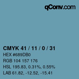 颜色代码: CMYK 41 / 11 / 0 / 31 | qconv.com