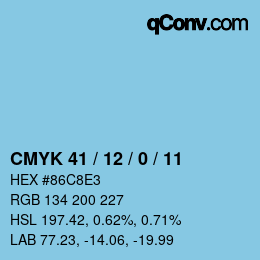 カラーコード: CMYK 41 / 12 / 0 / 11 | qconv.com