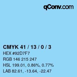 カラーコード: CMYK 41 / 13 / 0 / 3 | qconv.com