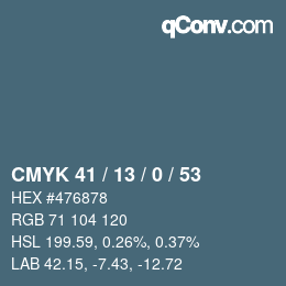 Código de color: CMYK 41 / 13 / 0 / 53 | qconv.com