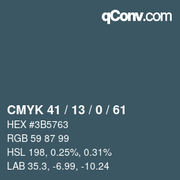 Color code: CMYK 41 / 13 / 0 / 61 | qconv.com