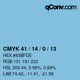 カラーコード: CMYK 41 / 14 / 0 / 13 | qconv.com