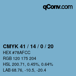 カラーコード: CMYK 41 / 14 / 0 / 20 | qconv.com
