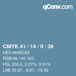 カラーコード: CMYK 41 / 14 / 0 / 36 | qconv.com