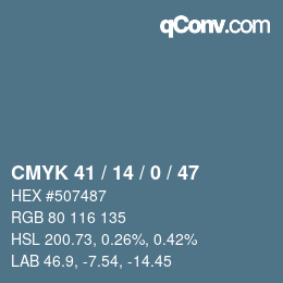 Color code: CMYK 41 / 14 / 0 / 47 | qconv.com