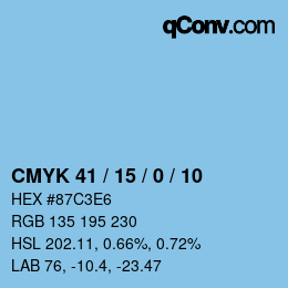 カラーコード: CMYK 41 / 15 / 0 / 10 | qconv.com