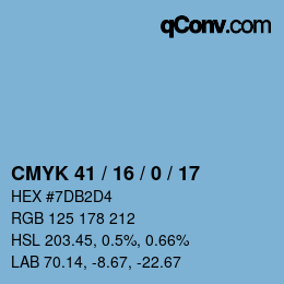 颜色代码: CMYK 41 / 16 / 0 / 17 | qconv.com