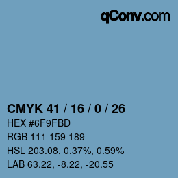 Farbcode: CMYK 41 / 16 / 0 / 26 | qconv.com