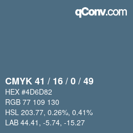 Farbcode: CMYK 41 / 16 / 0 / 49 | qconv.com