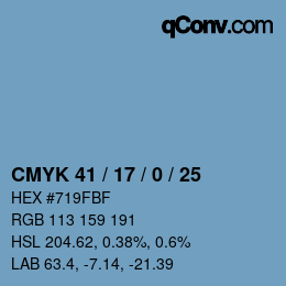 颜色代码: CMYK 41 / 17 / 0 / 25 | qconv.com