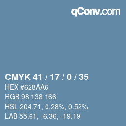 Farbcode: CMYK 41 / 17 / 0 / 35 | qconv.com