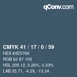 Color code: CMYK 41 / 17 / 0 / 59 | qconv.com