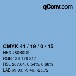 Color code: CMYK 41 / 19 / 0 / 15 | qconv.com